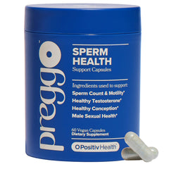 O Positiv Prego Sperm Health bottle with Tongkat Ali and NAC for antioxidant support.