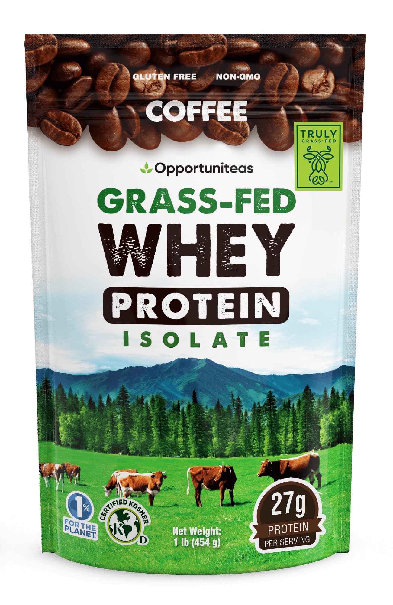 Opportuniteas Coffee Whey Protein bottle ready for on-the-go shakes.