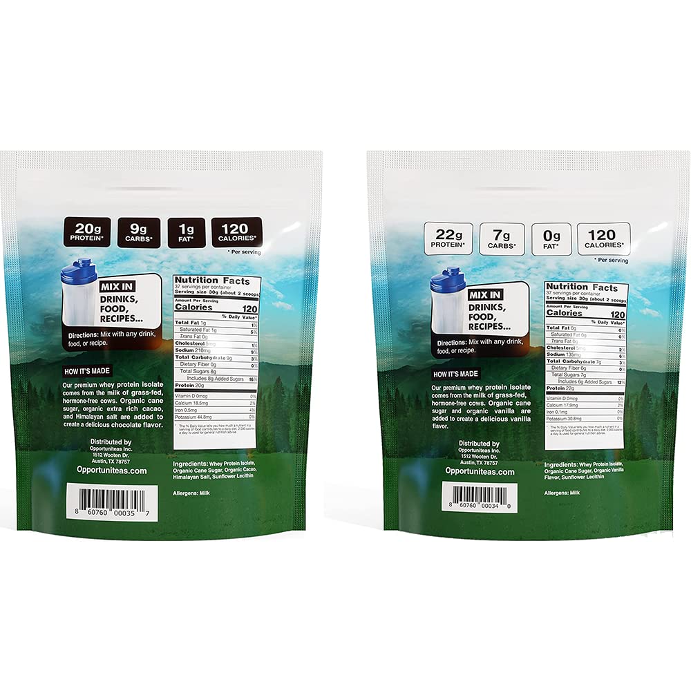 Opportuniteas grass-fed whey protein powder scoop ready for smoothies.
