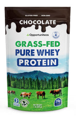 Opportuniteas grass-fed whey chocolate bottle for post-workout shakes
