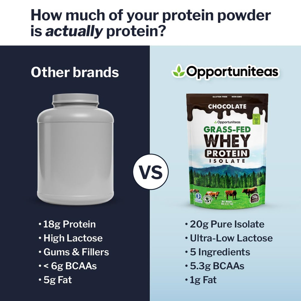 Organic cacao detail in Opportuniteas chocolate whey powder for rich flavor.