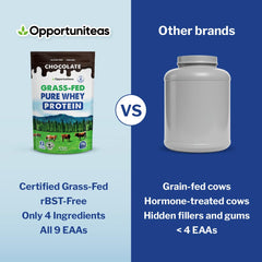 Opportuniteas protein shake in glass with frothy texture