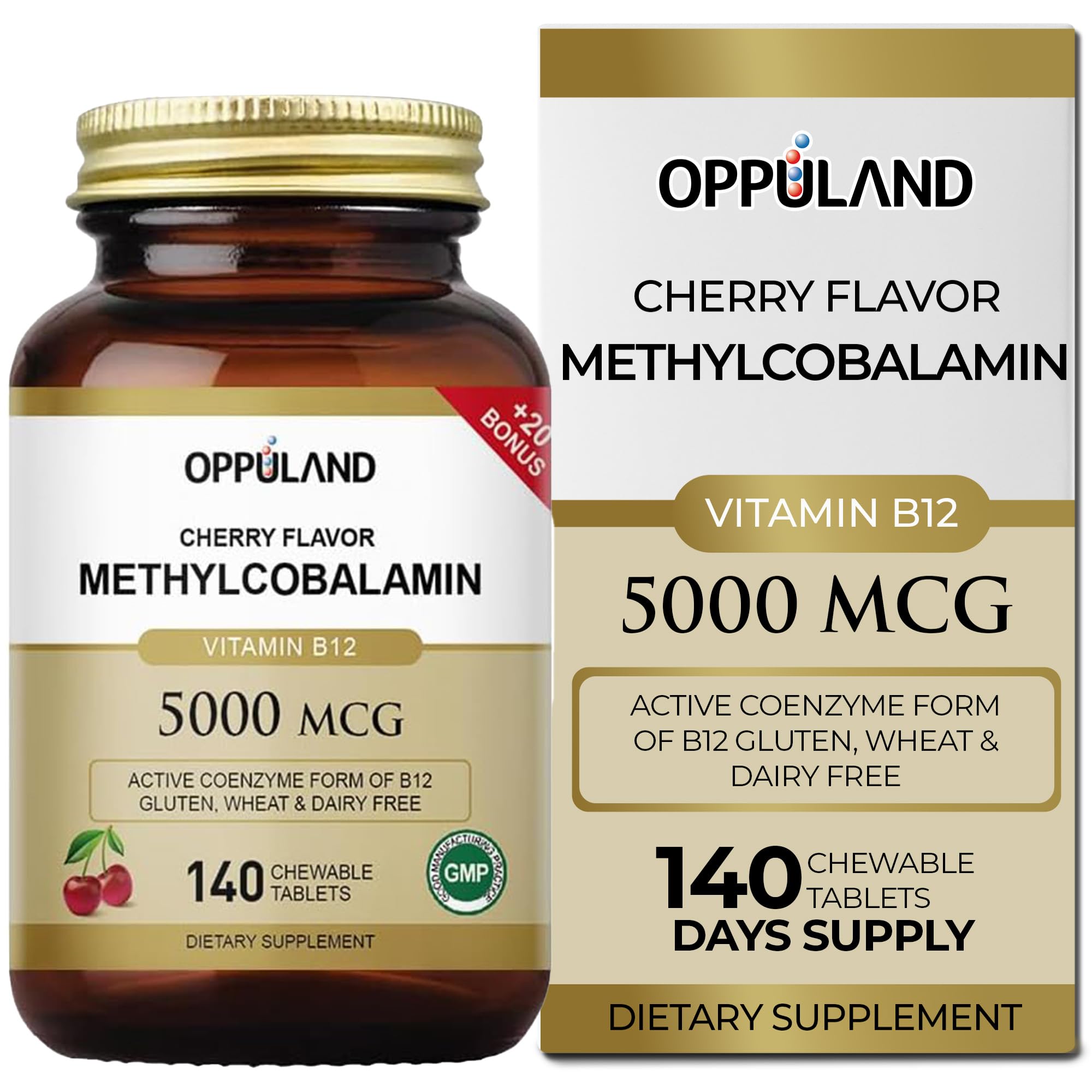 Oppuland Methyl B-12 5000mcg chewable bottle for energy support.