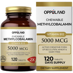 Oppuland methyl B-12 orange chewable bottle for fast absorption
