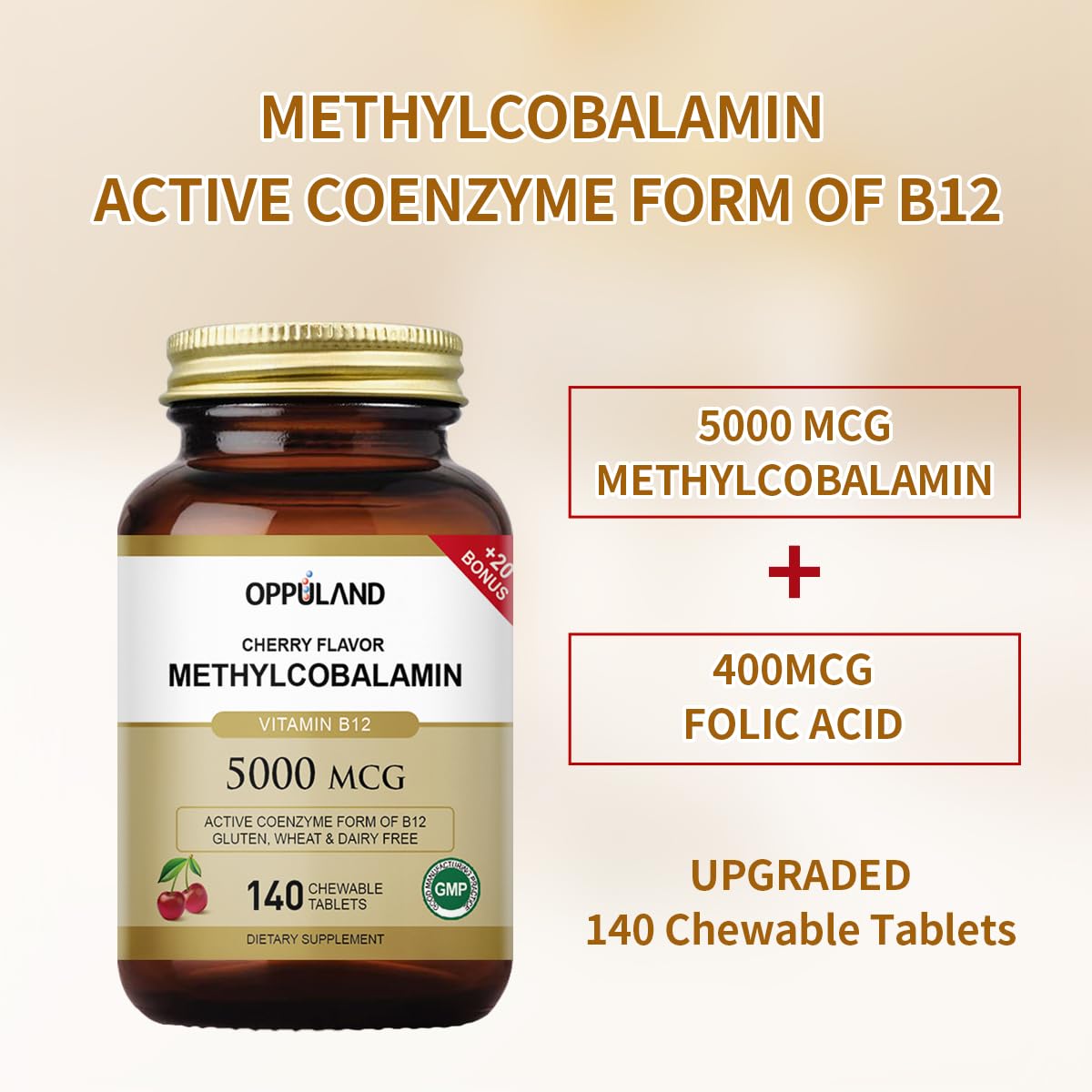 Oppuland Methyl B-12 5000mcg sublingual tablets—rapid absorption under tongue for focus.