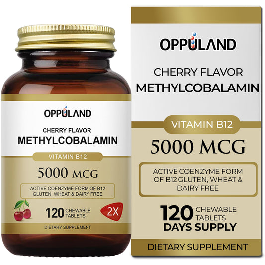 Oppuland Methyl B-12 chew bottle closeup showing easy daily use