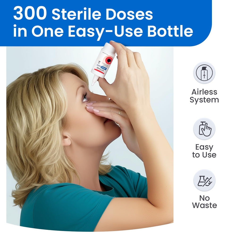 Drops dispensing into eye showing smooth moisture from glycerin and hyaluronic acid