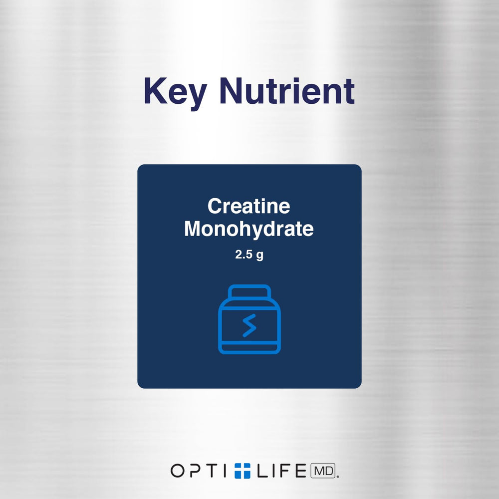 Opti + Life MD Creatine capsules in gym bag for on-the-go activity.