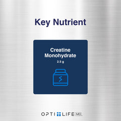 Opti + Life MD Creatine capsules in gym bag for on-the-go activity.