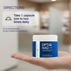 Opti-Life MD NAD Plus packaging on a desk for shelf-ready storage.