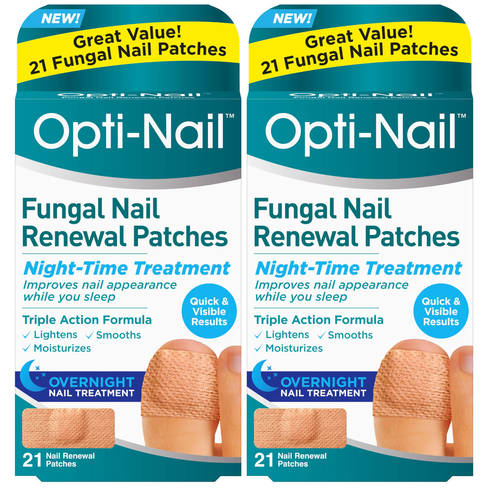 Opti-Nail fungal nail renewal patches ready for overnight use to improve nail appearance.
