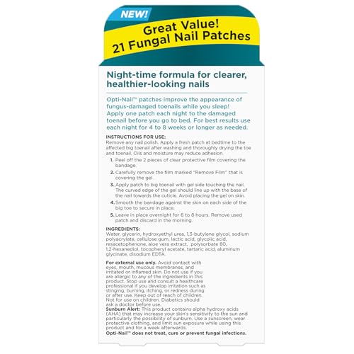 Opti-Nail night-time patch applied on nail for discreet nightly care.