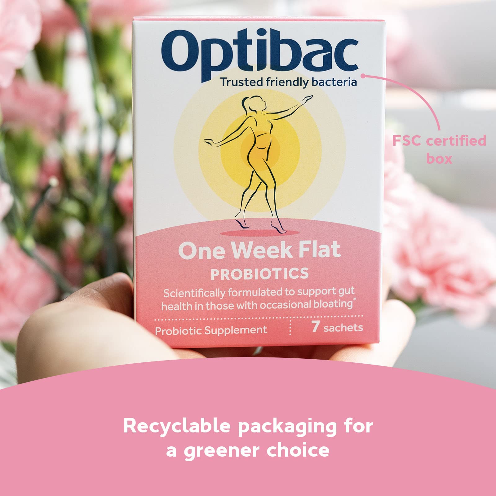Lifestyle shot featuring Optibac branding on kitchen shelf.