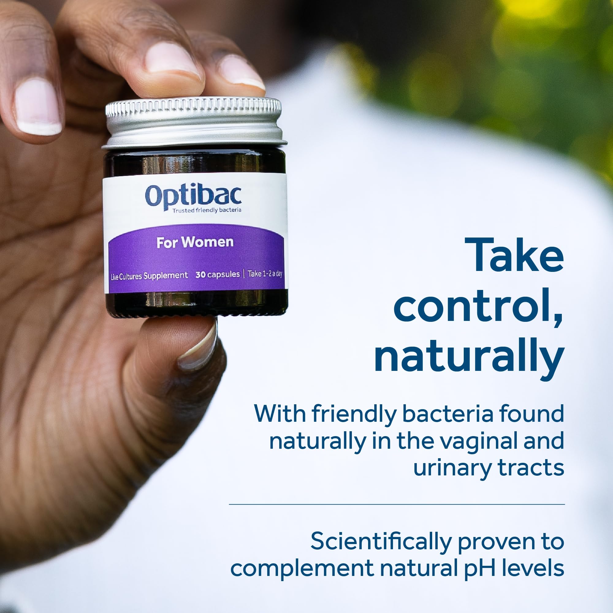 OptiBac For Women icon displaying shelf-stable status for convenience.