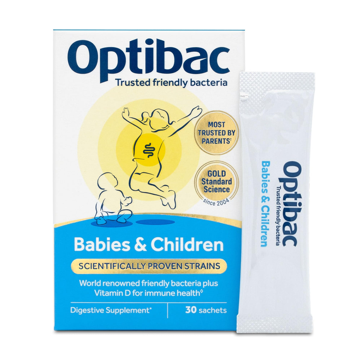 Optibac Probiotics Babies & Children sachets for daily use support gut health.