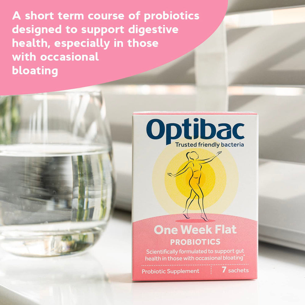 Optibac vegan probiotic sachets close-up shows plant-based formula with 5 billion CFU per serving.