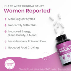 Optify Inositol daily dosage capsules illustrate four-capsule regimen.