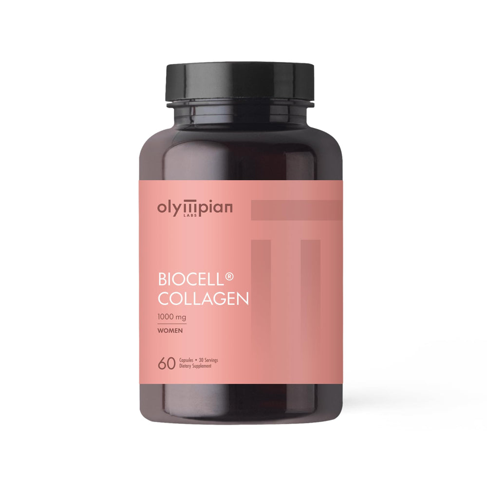 Optimal Blend Biocell Collagen bottle showcases packaging and skin hydration benefits.
