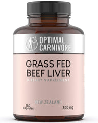Optimal Carnivore liver capsules bottle on a kitchen counter for easy daily use.