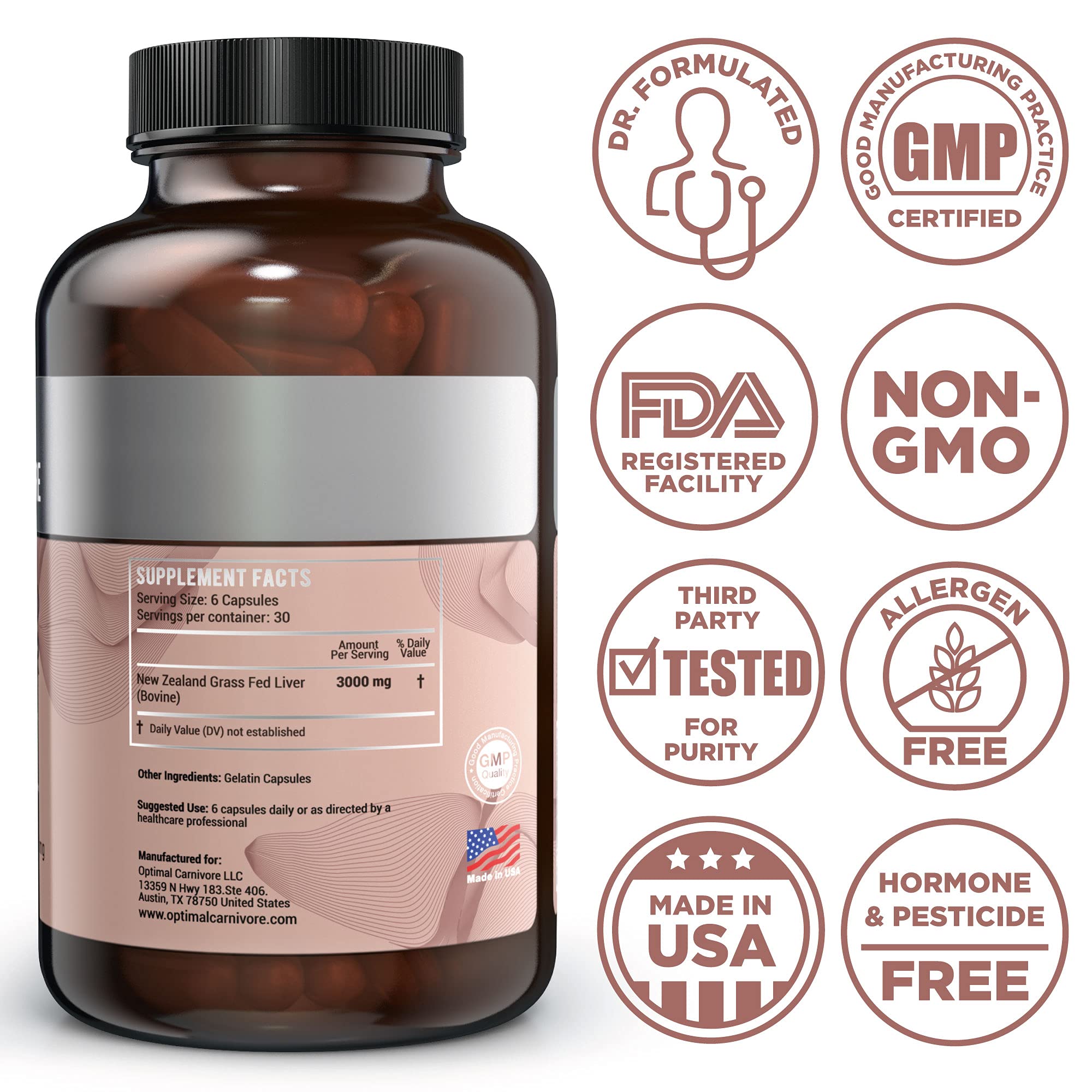 Optimal Carnivore liver capsules pour demonstrates convenient on-the-go intake.