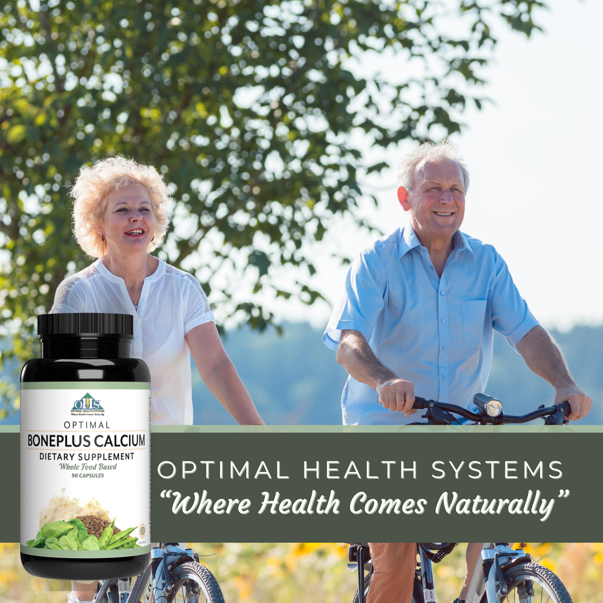 Optimal Health Systems BonePlus packaging hero showcases a clean vegetarian formula.