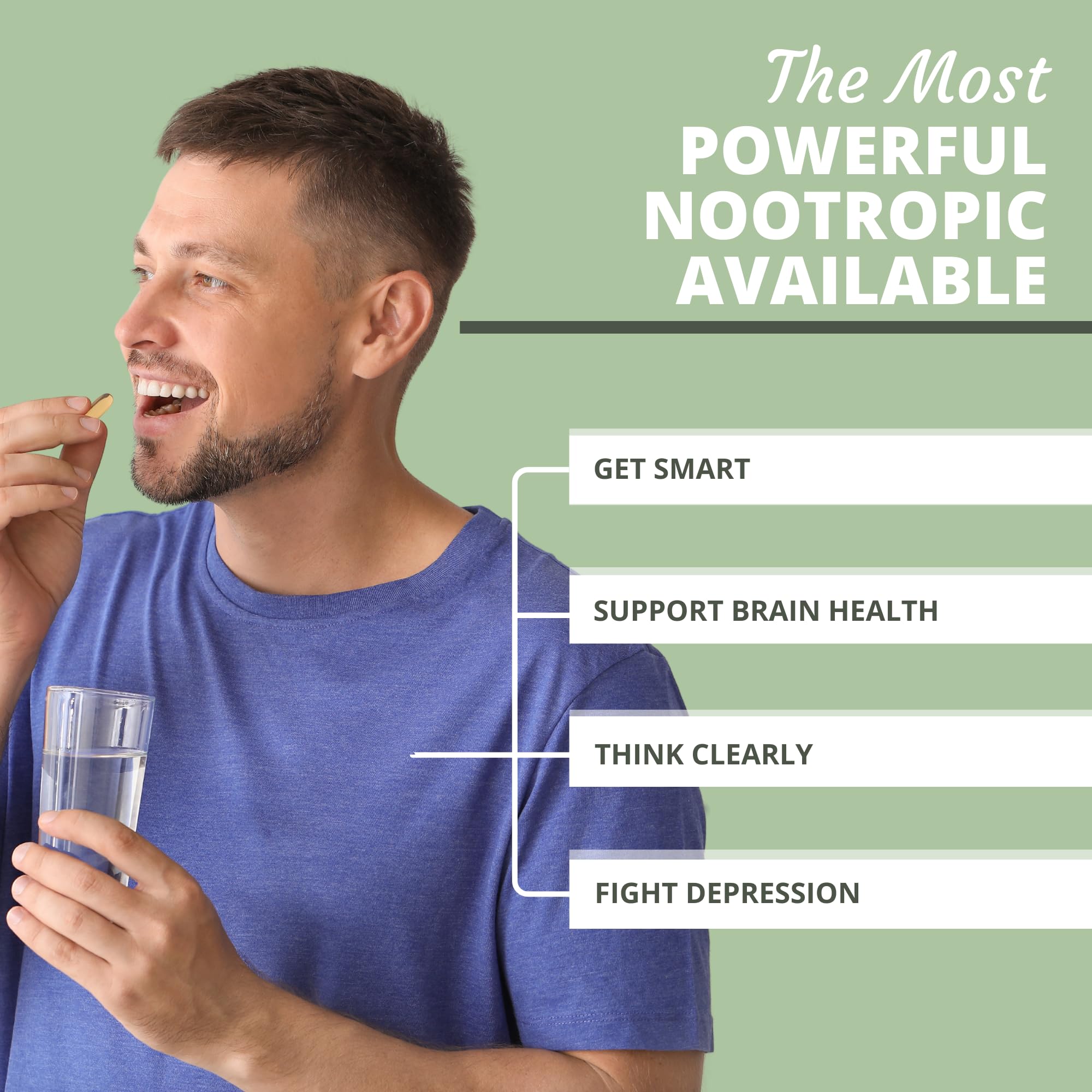 Bottle pour of Optimal Health Systems Brain suggesting easy daily dosing.