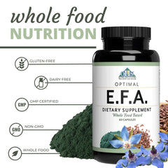 Optimal Health Systems EFA algae-DHA source label for plant based DHA