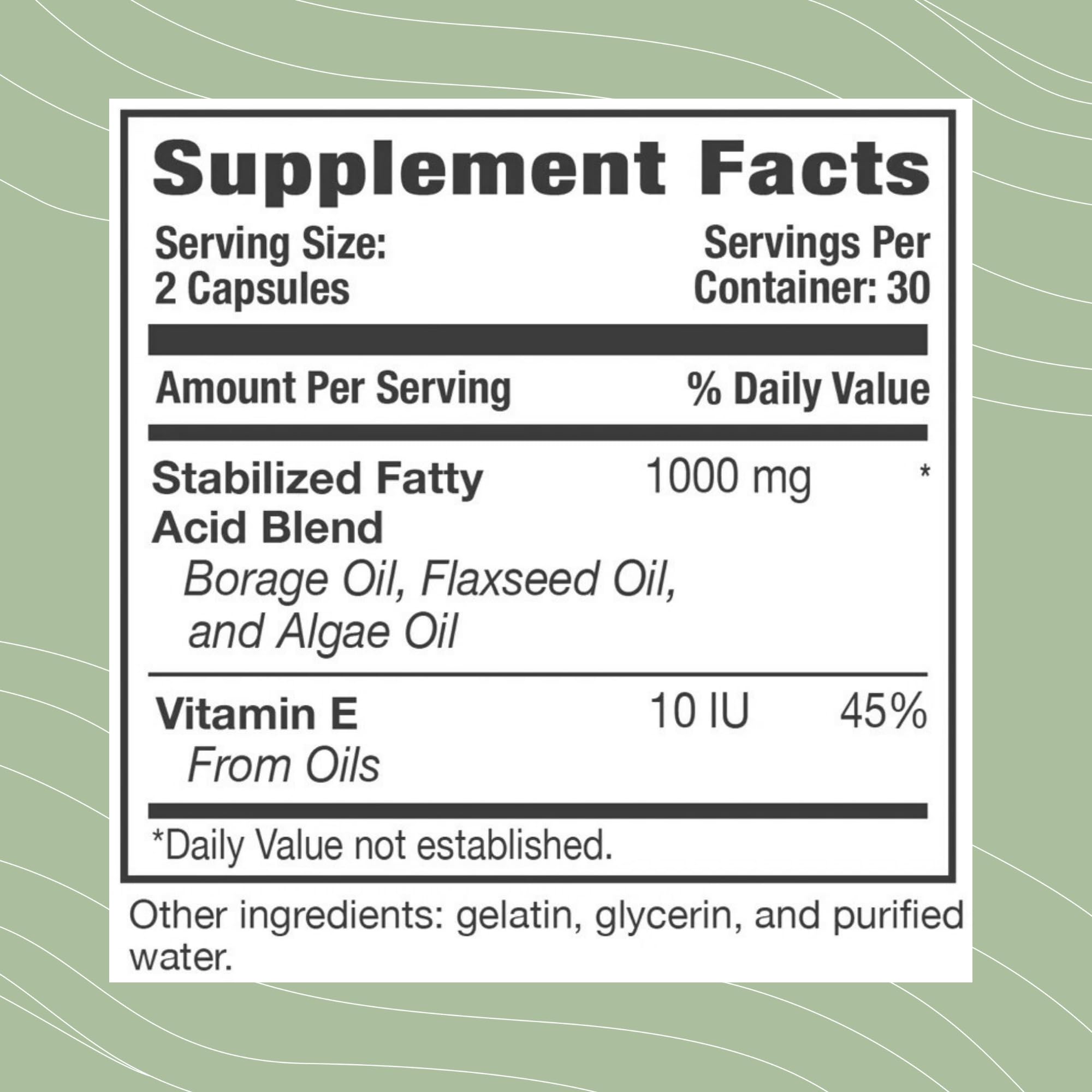 Optimal Health Systems EFA bottle cap showing easy daily dosing