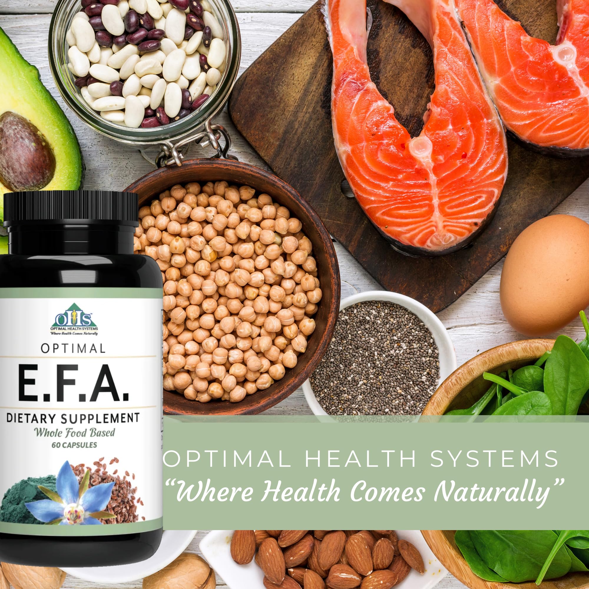 Optimal Health Systems EFA serving size label supports easy dosing