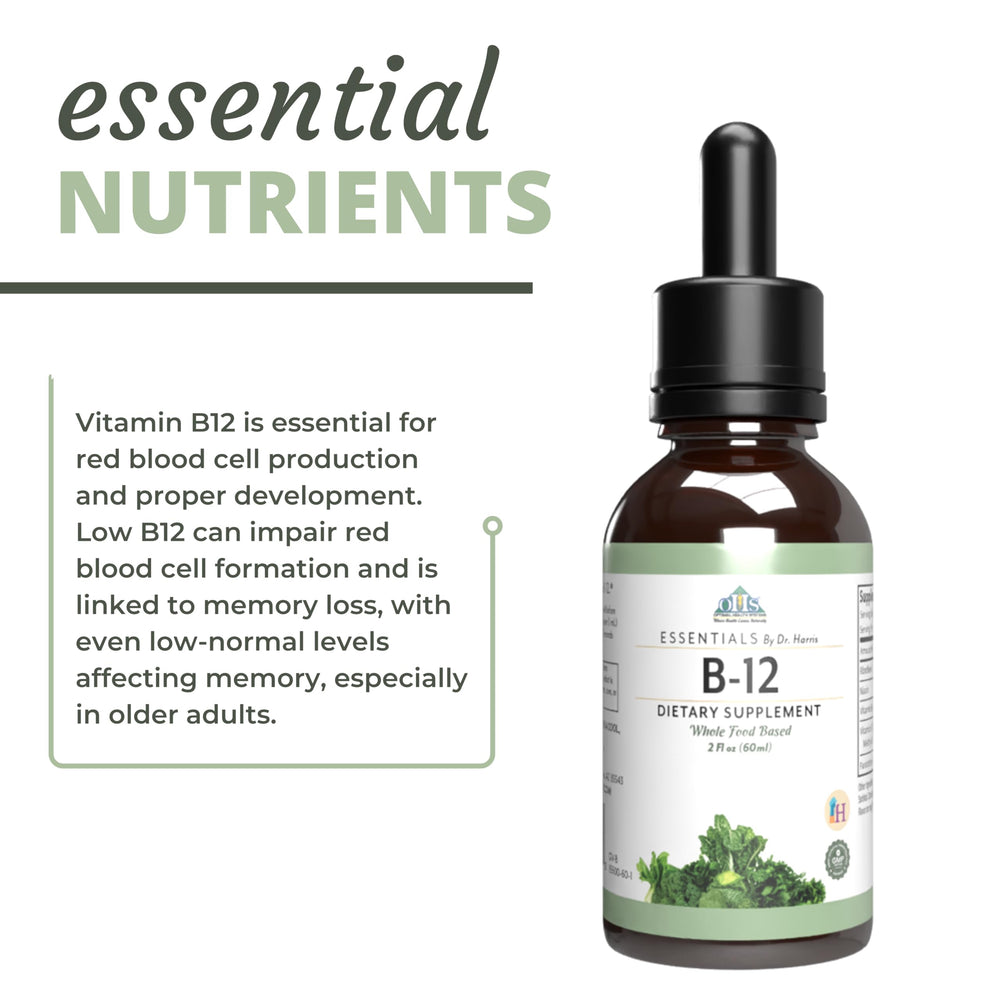 Optimal Health Systems Essential B-12 Drops glass dropper close-up for precise dosing
