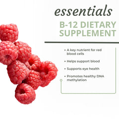 Optimal Health Systems Essential B-12 Drops packaging shows clean, GMP-certified formulation