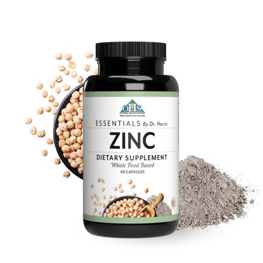 Optimal Health Systems Essential Zinc bottle highlights high-absorption daily cellular support