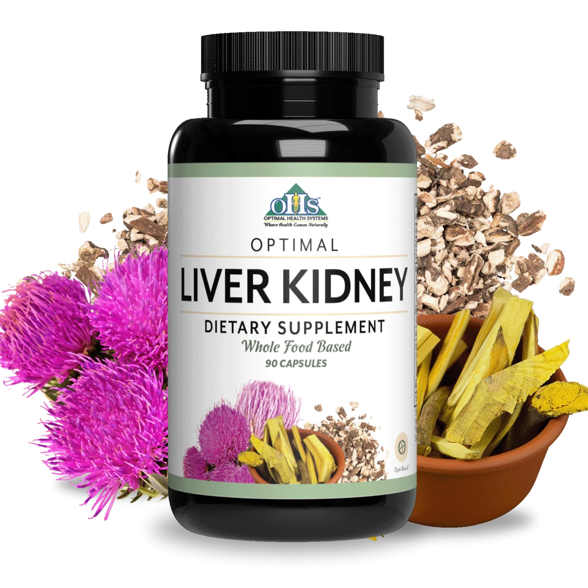 Optimal Health Systems Liver/Kidney detox bottle front view for daily wellness routine
