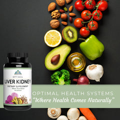 Optimal Health Systems Liver/Kidney detox capsules closeup for convenient daily intake