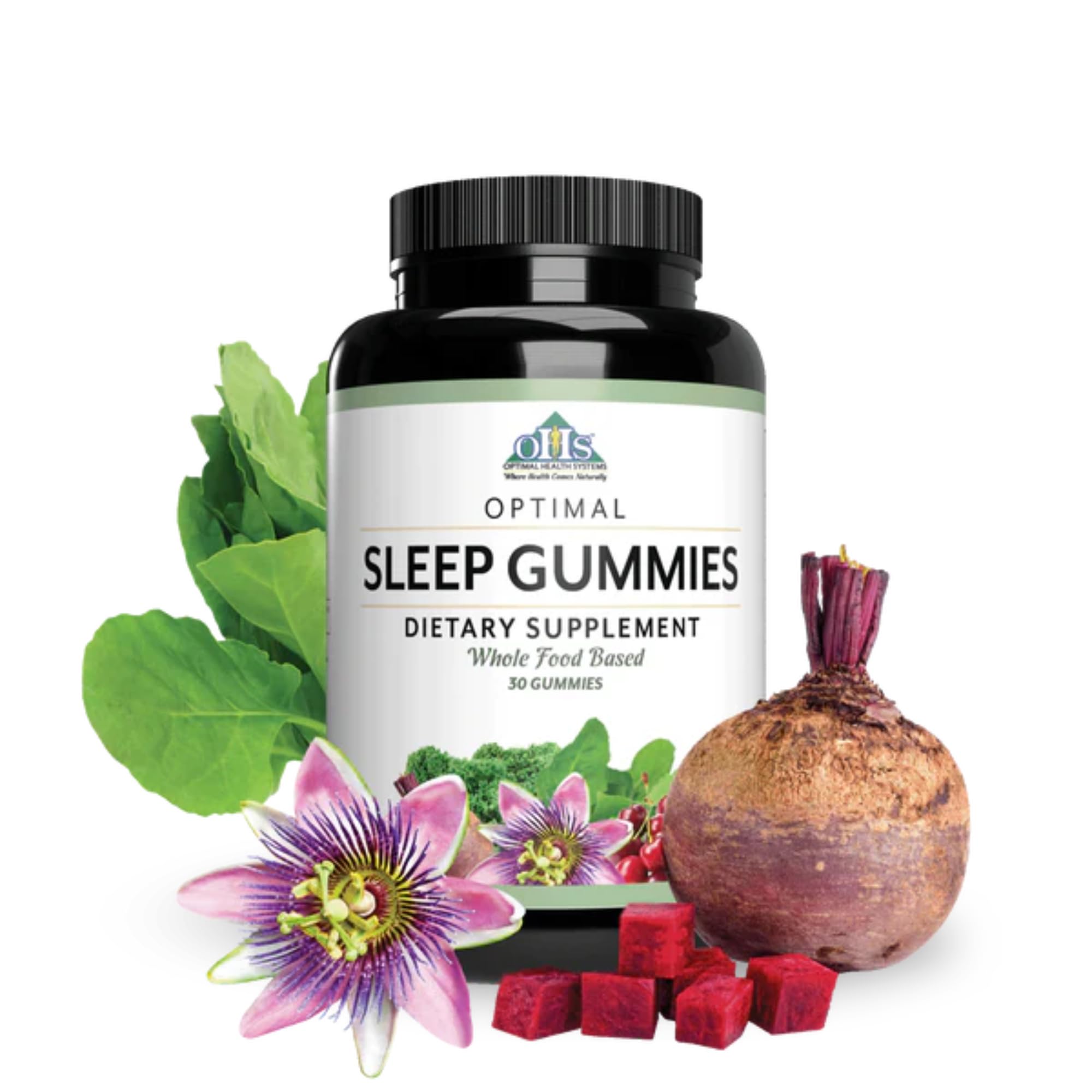 Optimal Health Systems Optimal Sleep Gummies bottle pour supports relaxed nights and healthier sleep.