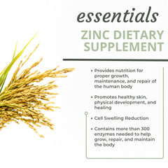 Optimal Health Systems essential zinc packaging box communicates gluten- and dairy-free formulation