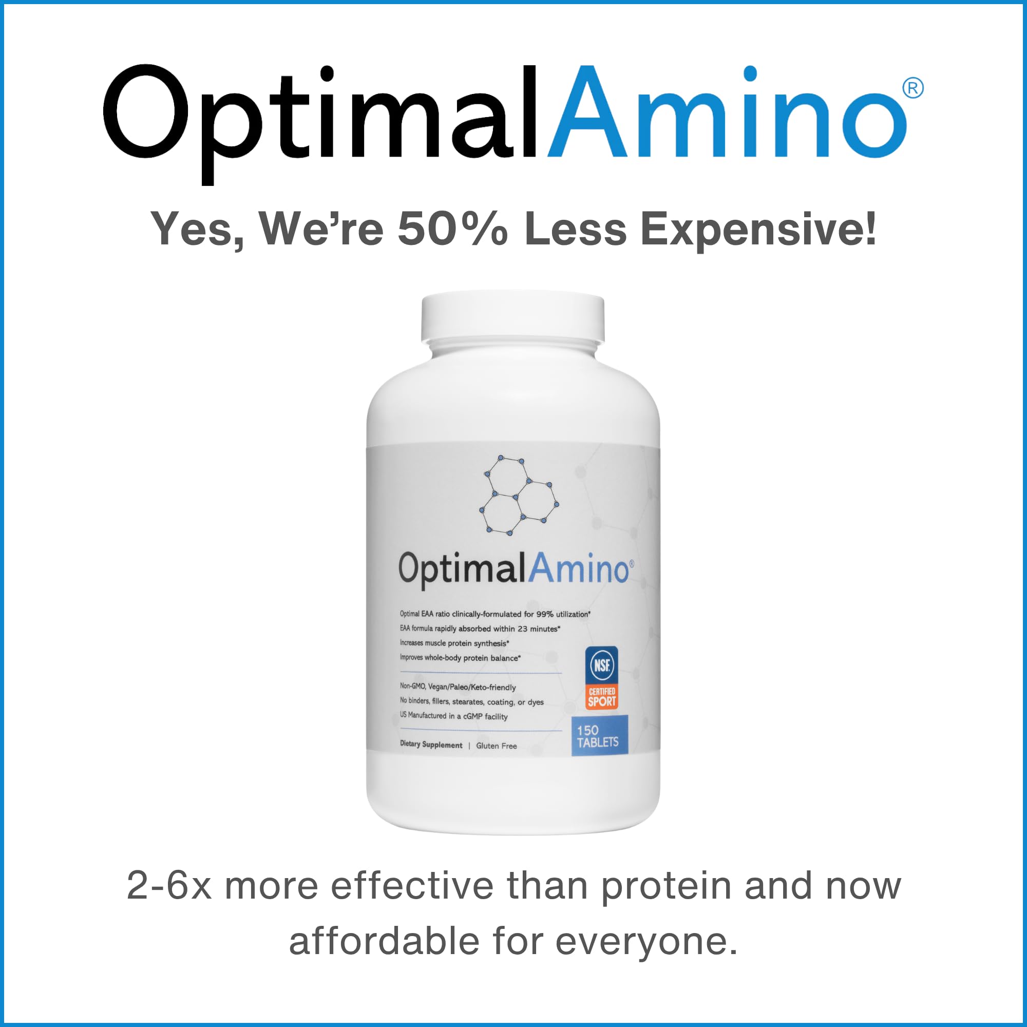 OptimalAmino NSF badge close-up communicates certified quality for sport use