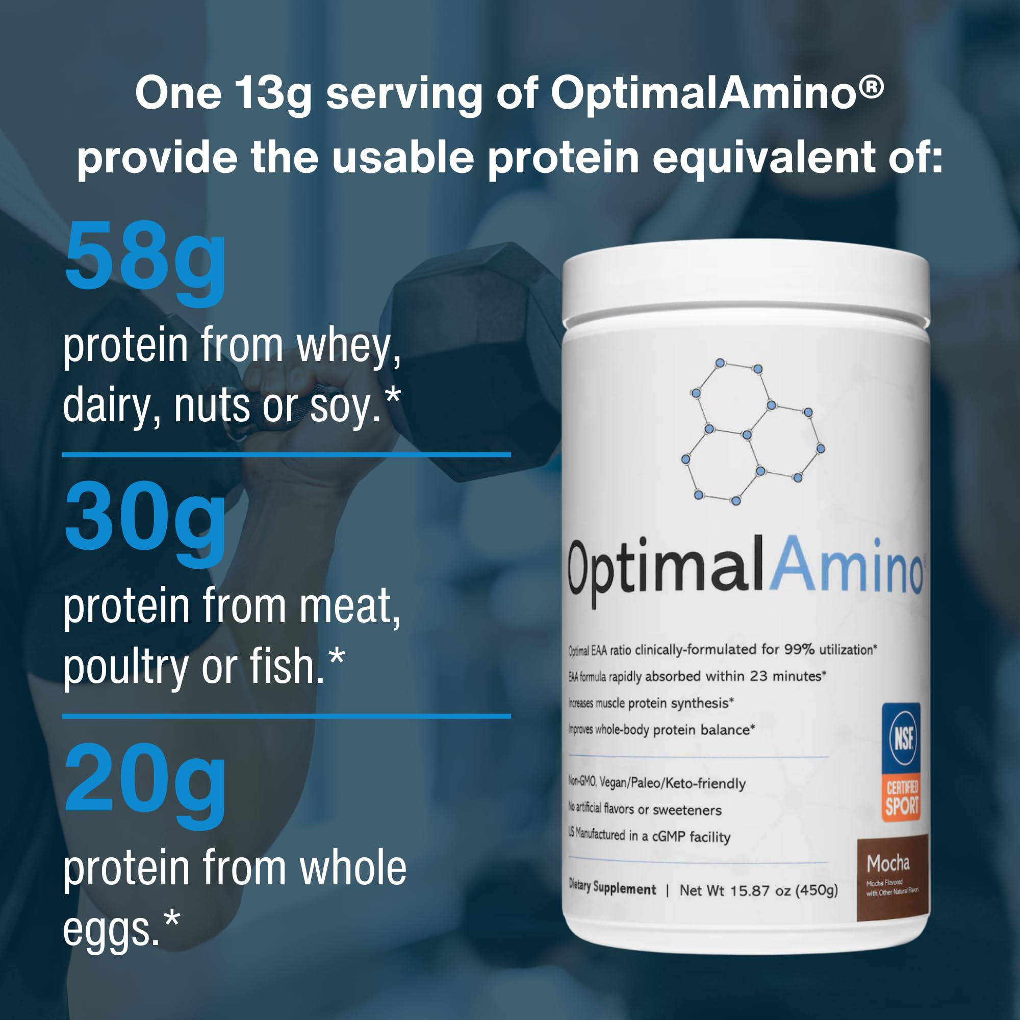OptimalAmino on-the-go sticks pack offers convenient training-day fuel.