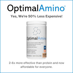 Powder swirl in the OptimalAmino tub illustrating easy mixability and texture.