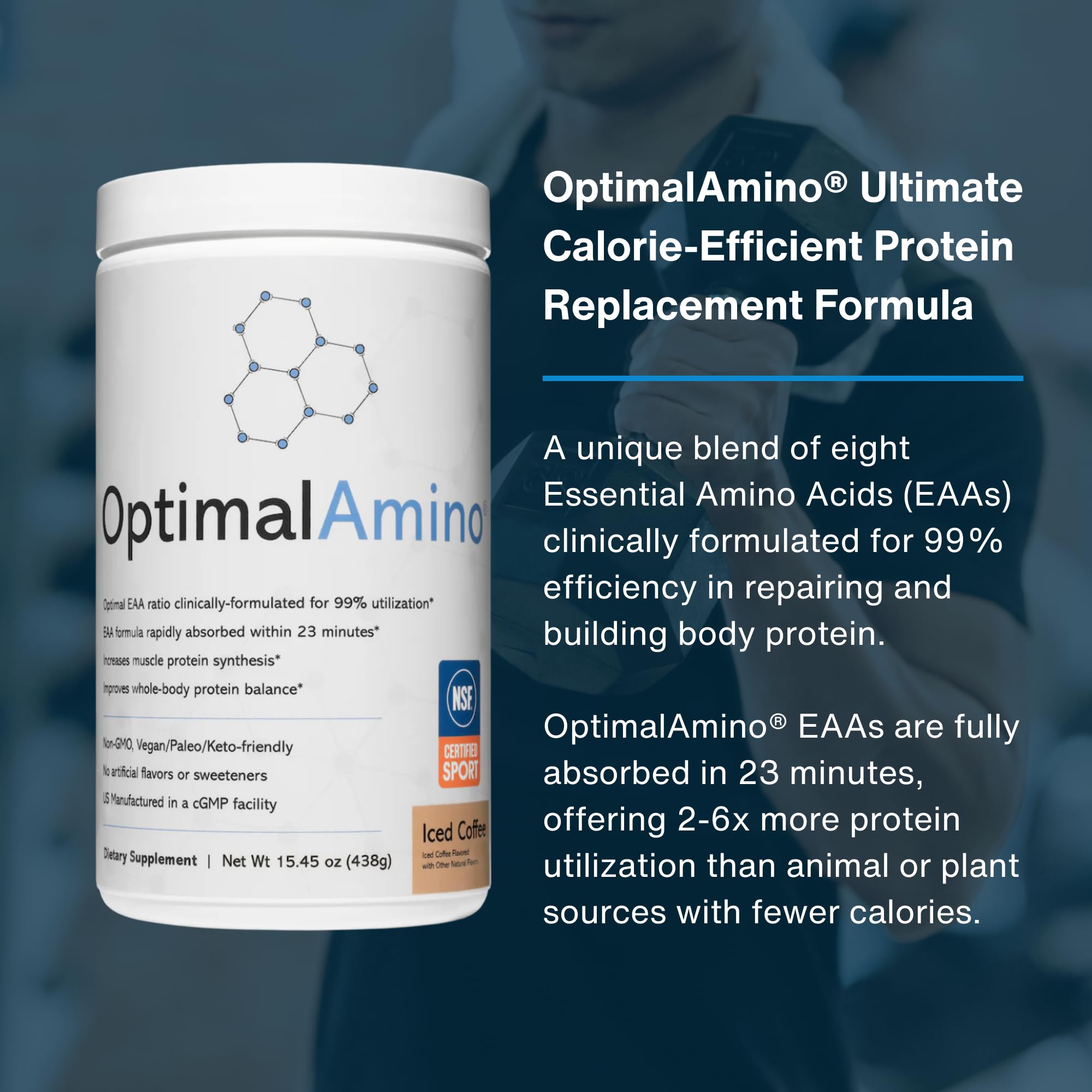 OptimalAmino on-the-go stick pack in a gym bag for convenient fueling.