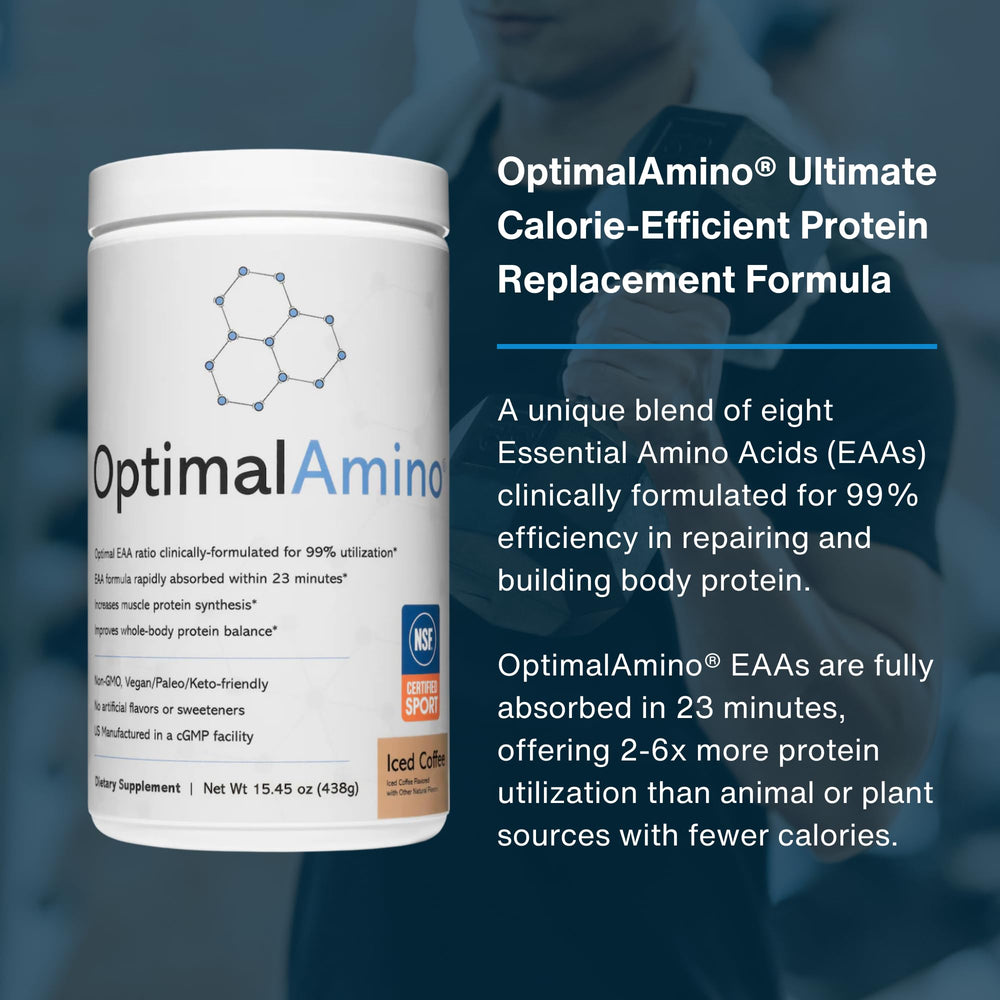 OptimalAmino on-the-go stick pack in a gym bag for convenient fueling.
