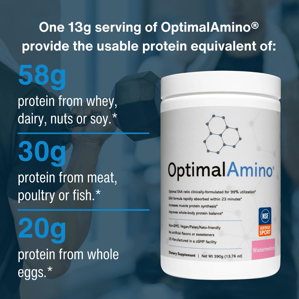 OptimalAmino on-the-go stick packs offer convenient training-day fueling.