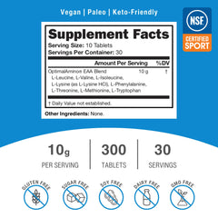 OptimalAmino tablets being poured into a shaker highlights convenient pre or post workout use.