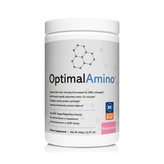 OptimalAmino watermelon powder tub for post-workout refreshment and easy mixing.