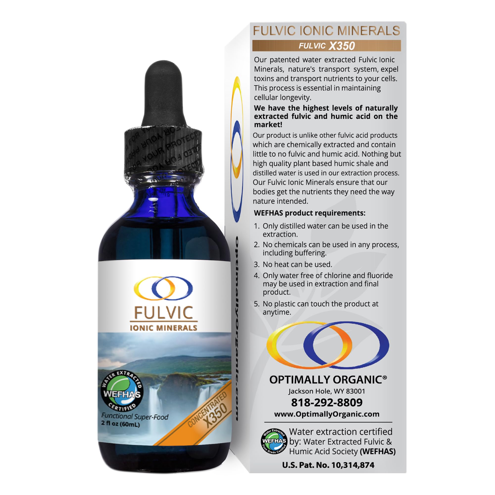 Optimally Organic label close-up highlighting USA-made, pure extraction.