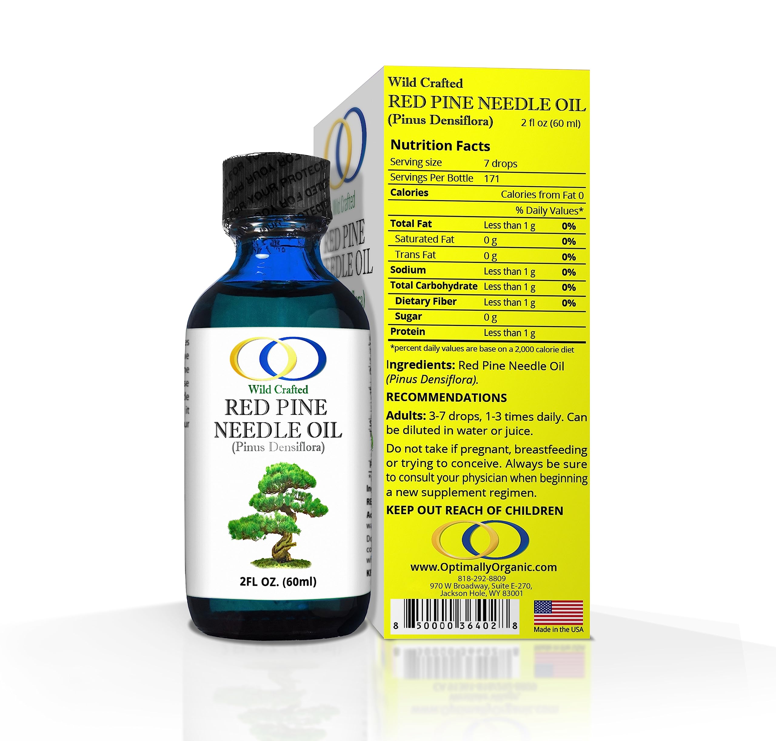 Optimally Organic Red Pine Needle Oil dropper ready for precise dosing.