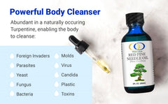 Close-up of shikimic acid and ingredients in Optimally Organic pine oil.