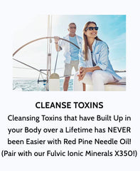 USA-made Optimally Organic Red Pine Needle Oil label and bottle.