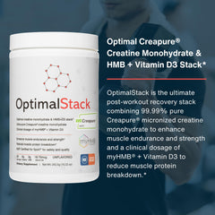 OptimalStack Vitamin D3 daily dose bottle showcases supporting overall muscle health