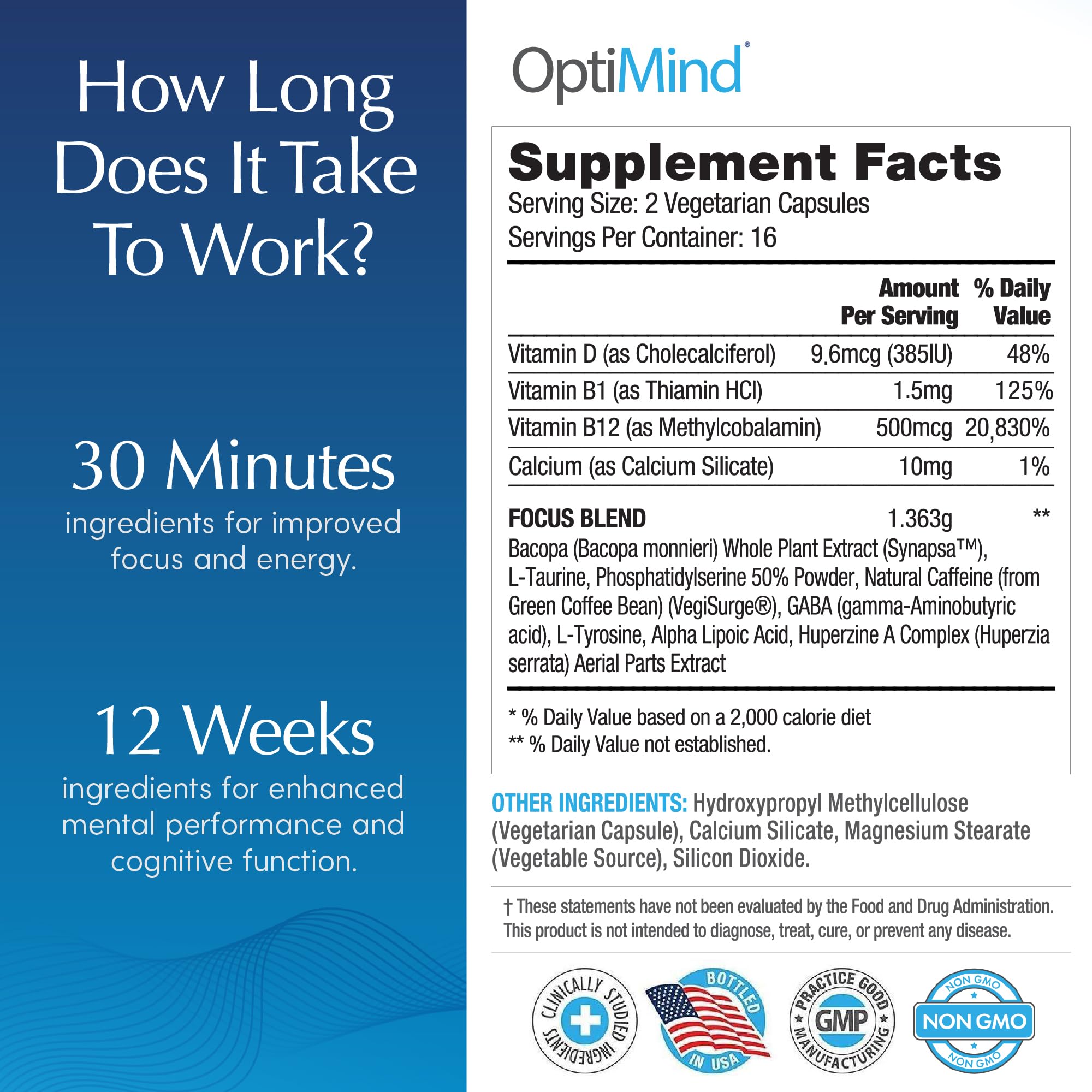 Optimind huperzine A plant extract hints alertness